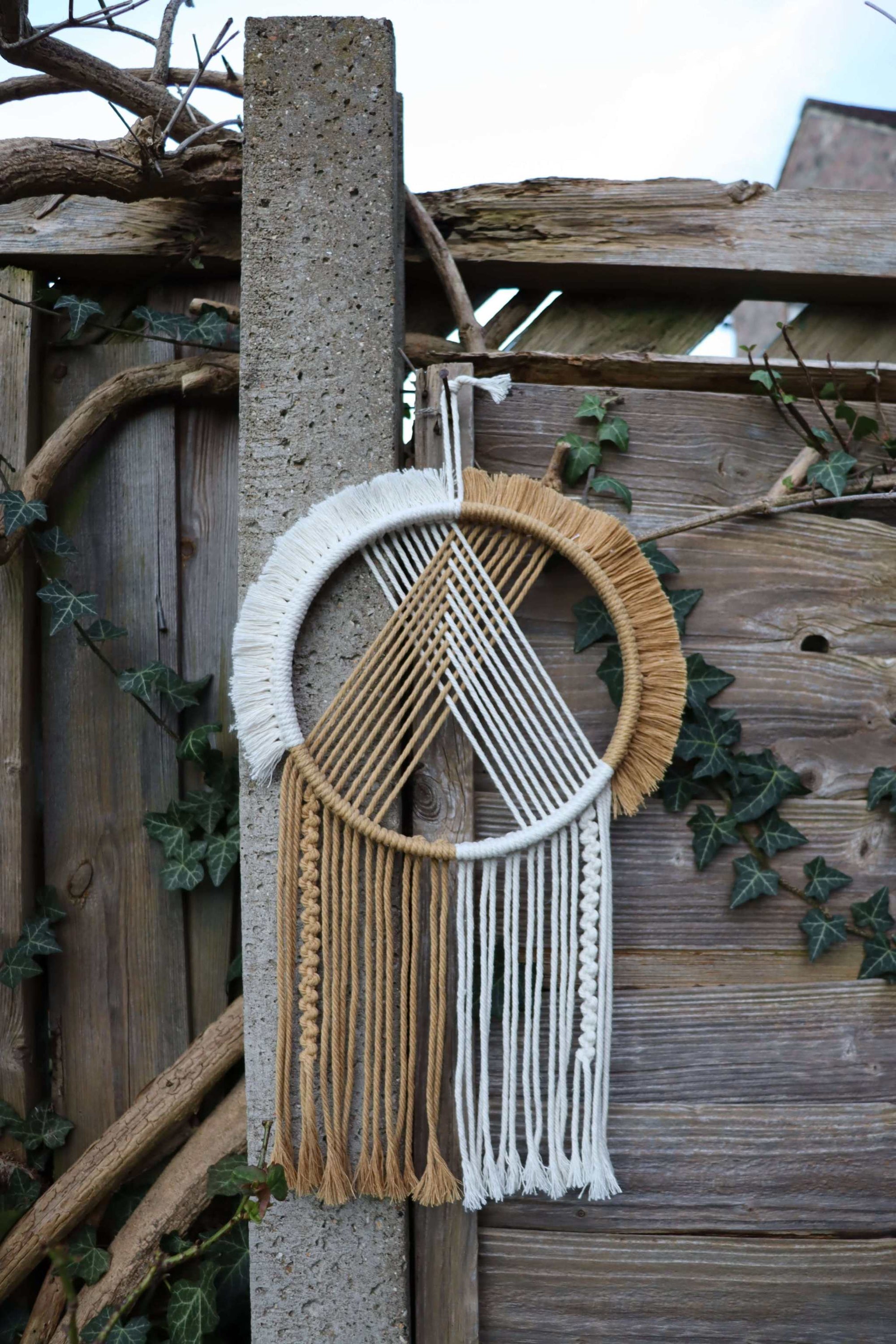 Rustic Ring Rattan Wall Charm - Macrame Hanging