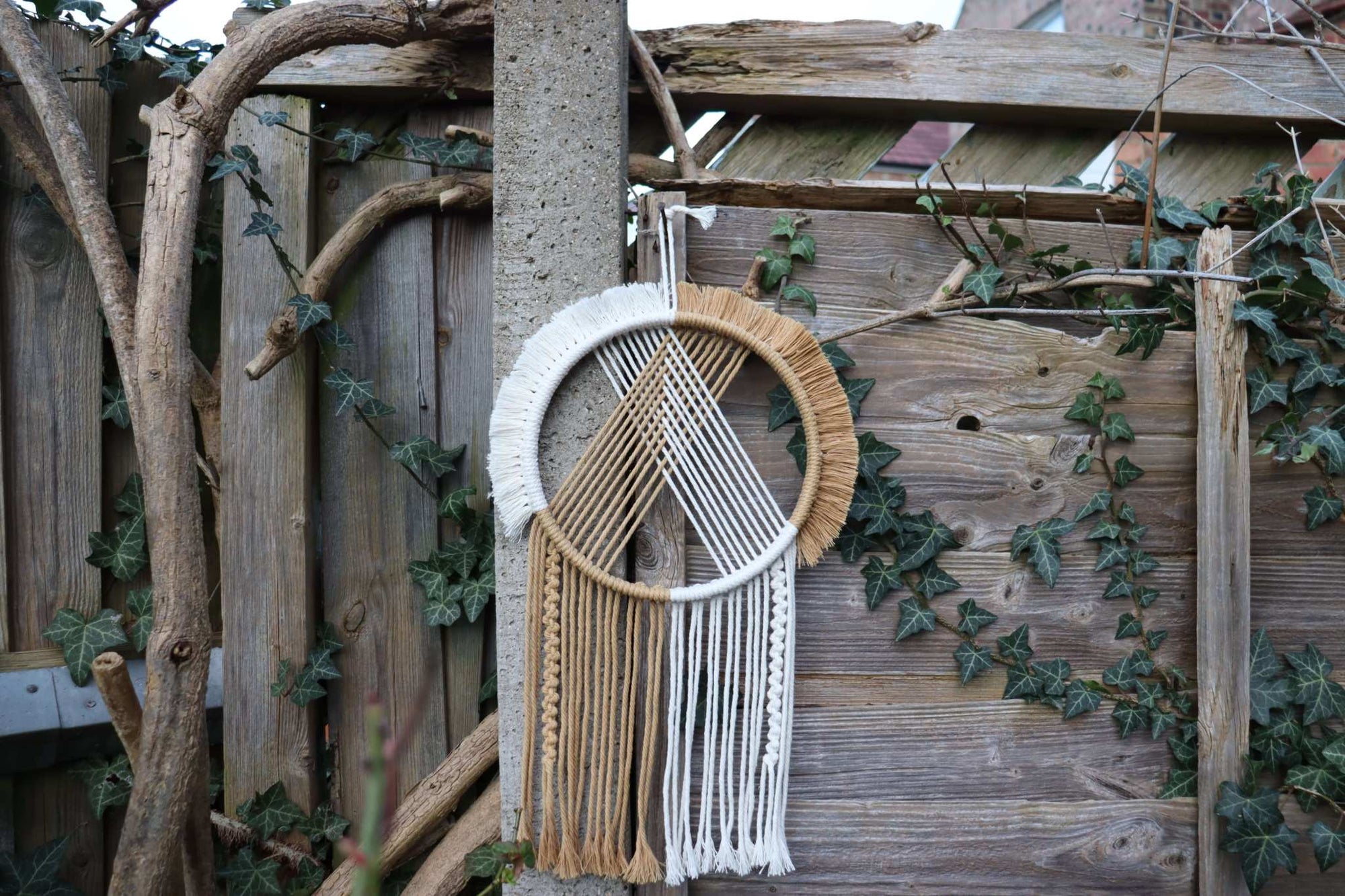 Rustic Ring Rattan Wall Charm - Macrame Hanging