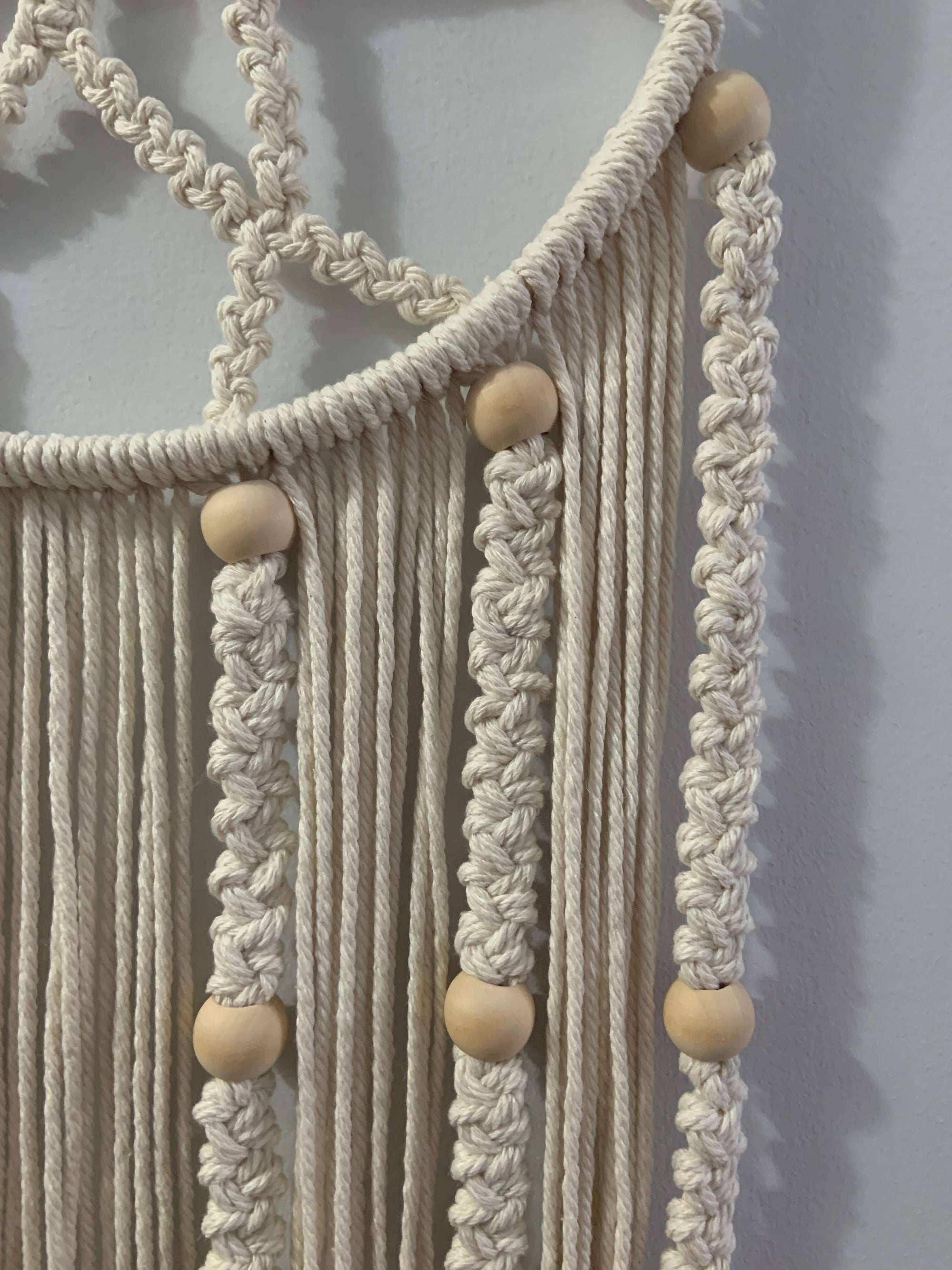 Sunwheel Charm Beaded Macrame Wall Hanging