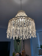 Handcrafted Macrame Pendant Light Cover – Boho Hanging Lampshade