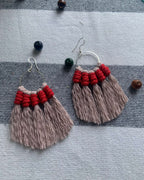 Crimson Fade Macrame Fringe Earrings - StylishKnots