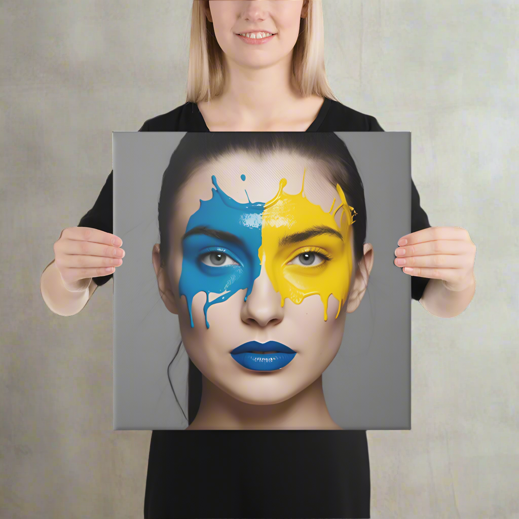 Bold Face Paint Portrait Canvas – Modern Expressionist Wall Art - StylishKnots