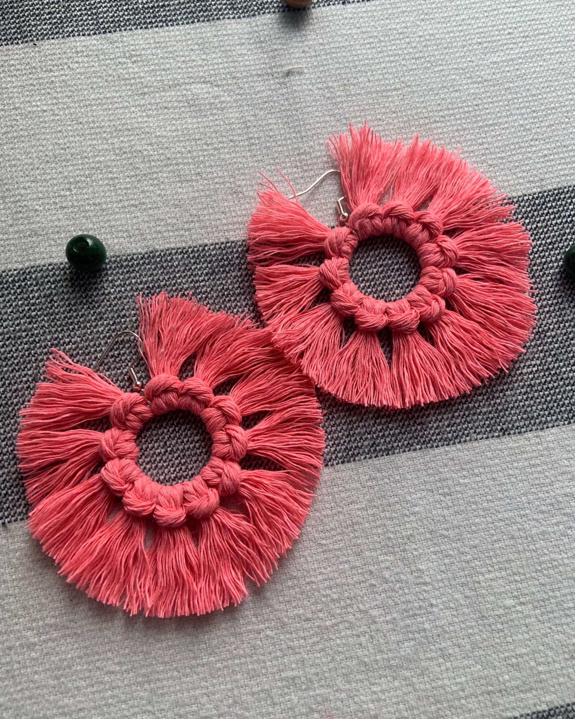 Sunburst Circle Macrame Earrings - StylishKnots