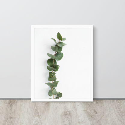 Framed Minimalist Eucalyptus Leaf Print – Modern Botanical Wall Art - StylishKnots
