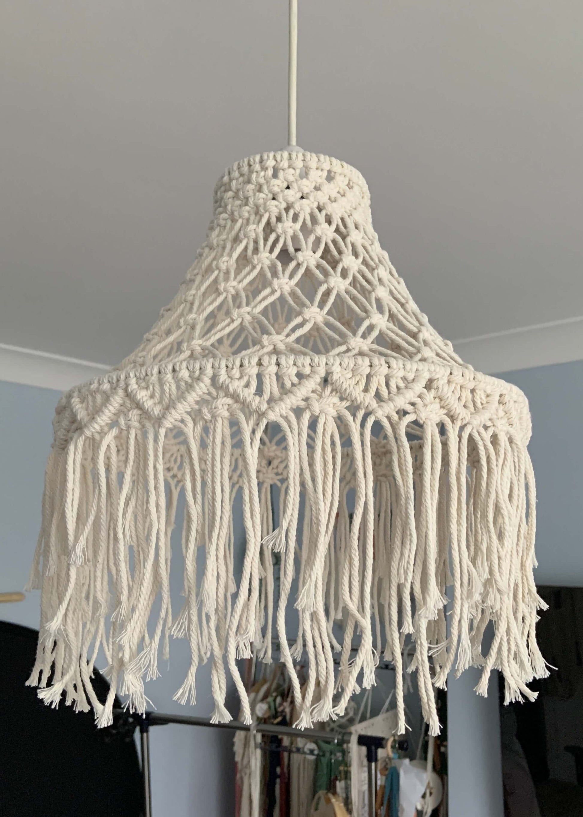 Handcrafted Macramé Pendant Light Cover – Boho Hanging Lampshade - StylishKnots
