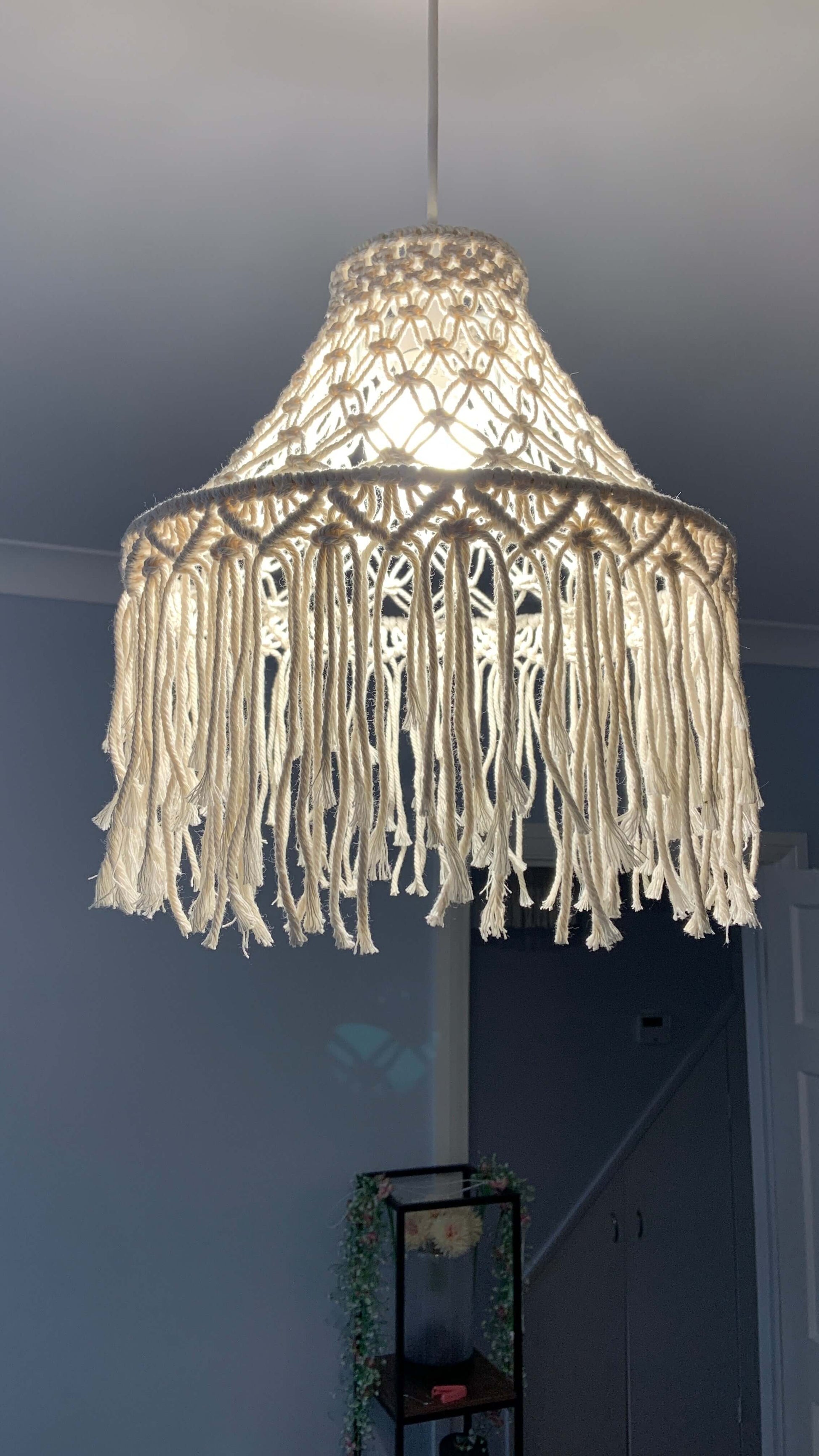 Handcrafted Macramé Pendant Light Cover – Boho Hanging Lampshade - StylishKnots