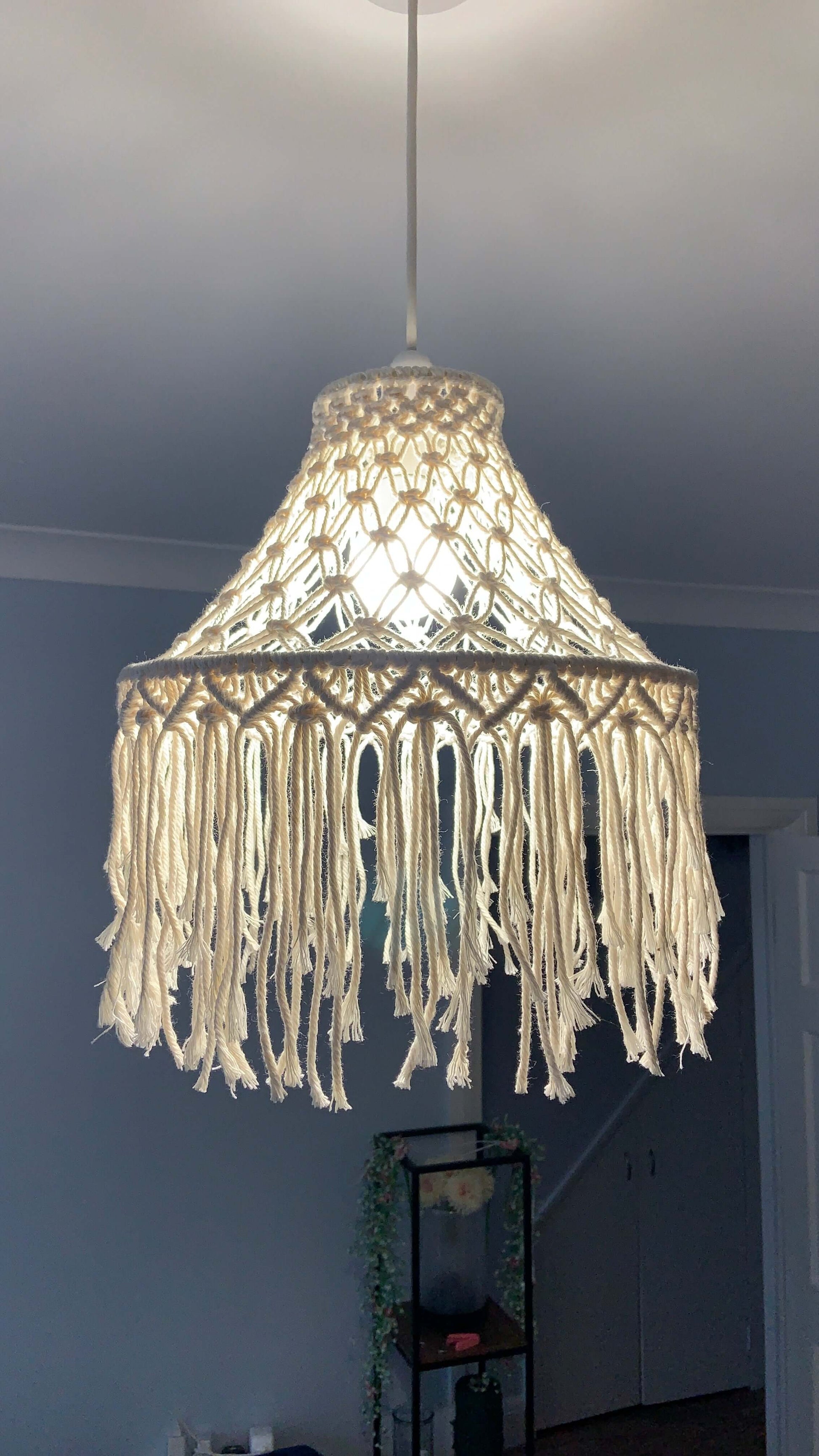 Handcrafted Macramé Pendant Light Cover – Boho Hanging Lampshade - StylishKnots