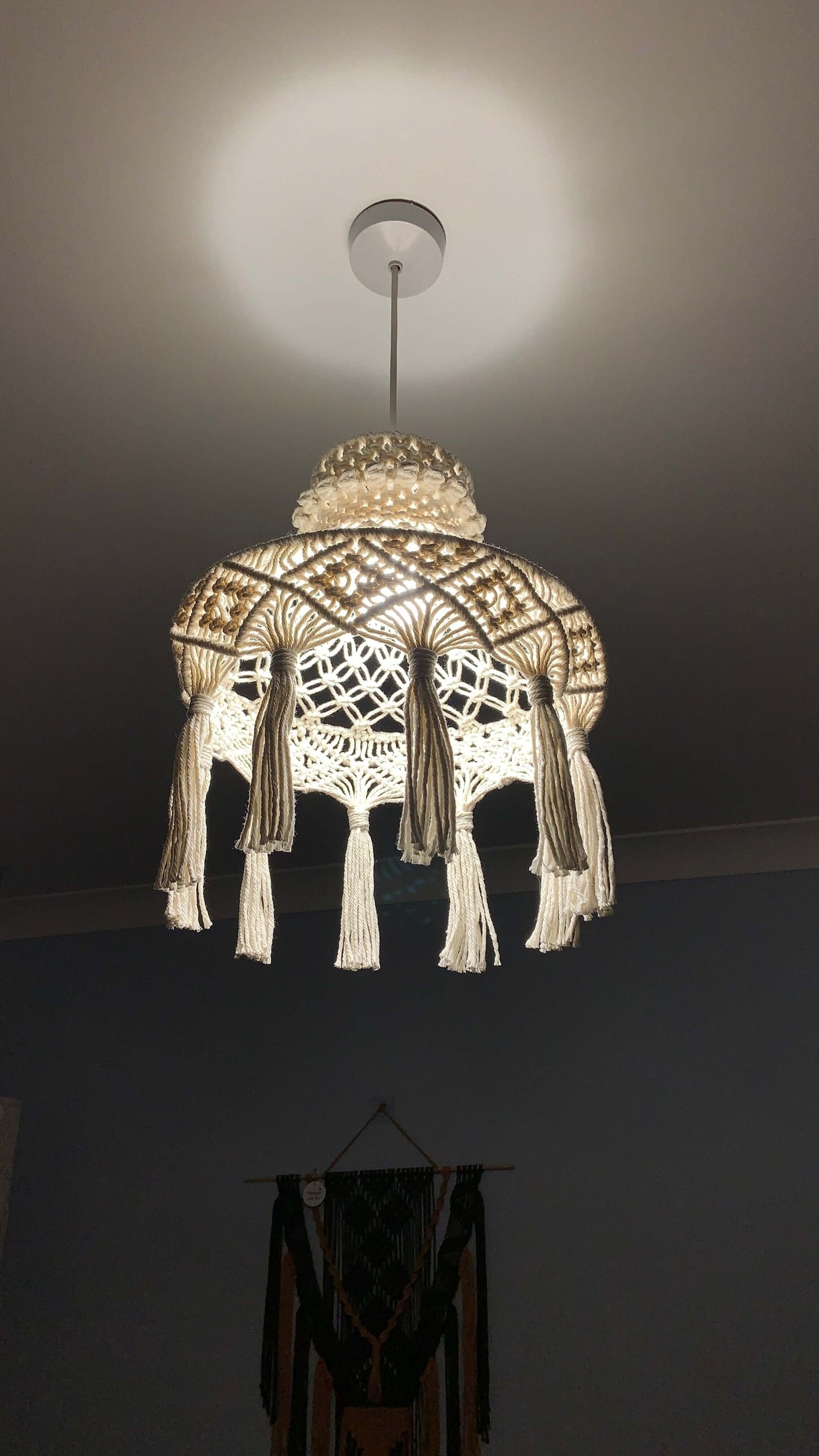 The Celestial Bloom – Handwoven Macramé Pendant Lampshade - StylishKnots