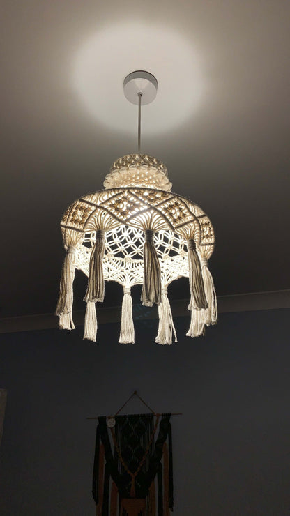 The Celestial Bloom – Handwoven Macramé Pendant Lampshade - StylishKnots