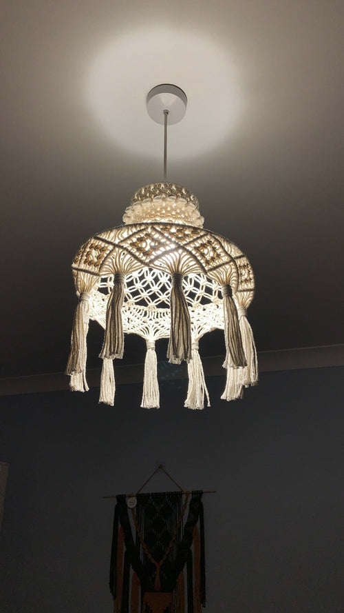The Celestial Bloom – Handwoven Macramé Pendant Lampshade - StylishKnots