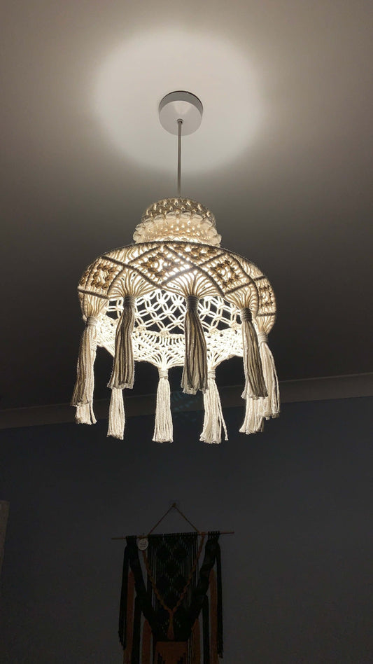 The Celestial Bloom – Handwoven Macramé Pendant Lampshade - StylishKnots