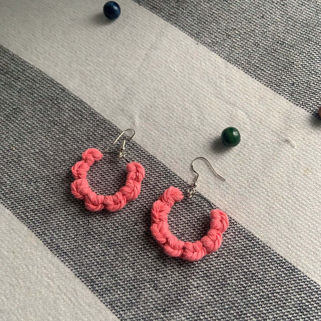 Knotted Mini Macrame Hoop Earrings - StylishKnots