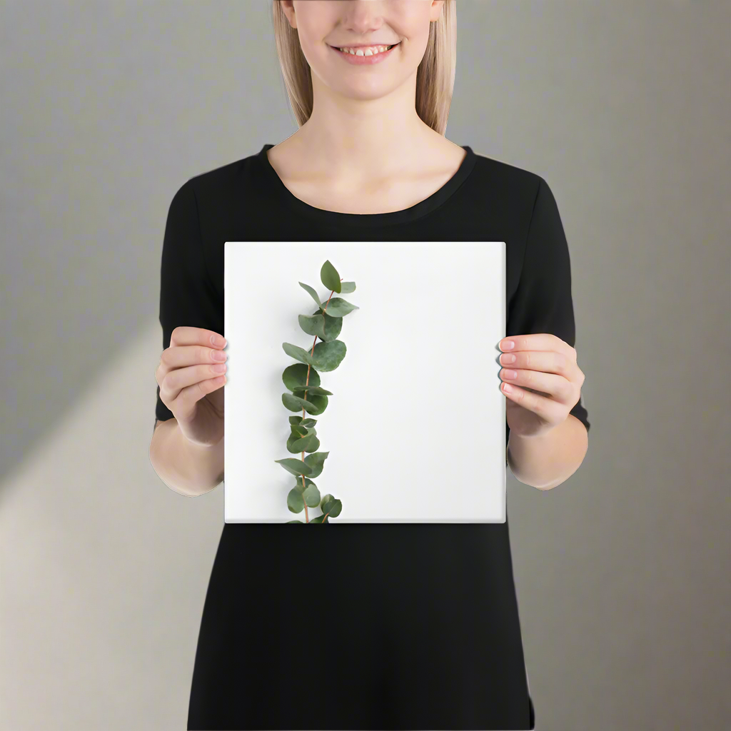 Minimalist Eucalyptus Leaf Canvas – Modern Botanical Wall Decor - StylishKnots