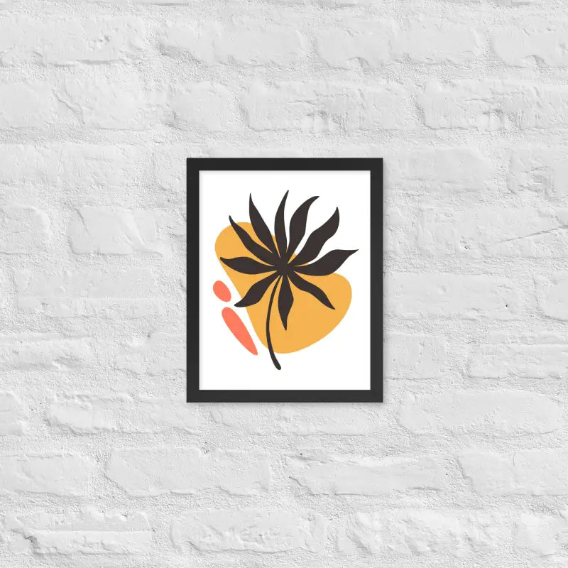 Abstract Floral Harmony Poster - Black / 11″×14″ - Framed