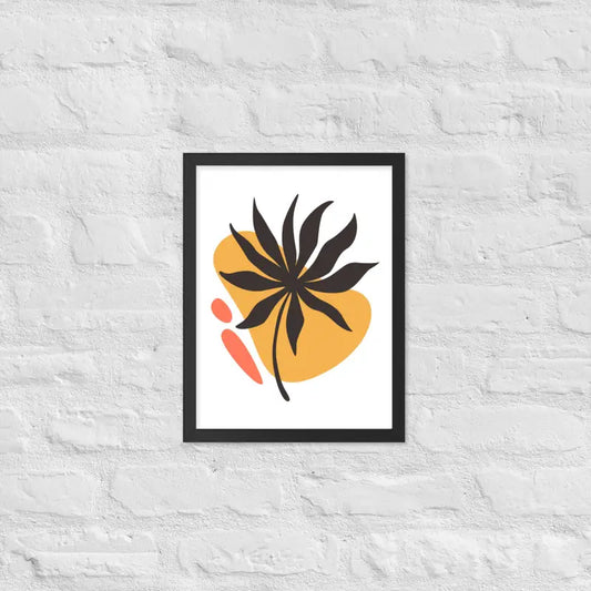 Abstract Floral Harmony Poster - Black / 12″×16″ - Framed
