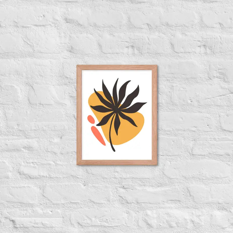 Abstract Floral Harmony Poster - Red Oak / 11″×14″ - Framed