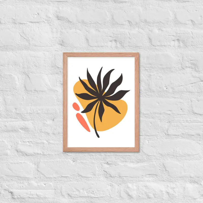 Abstract Floral Harmony Poster - Red Oak / 12″×16″ - Framed