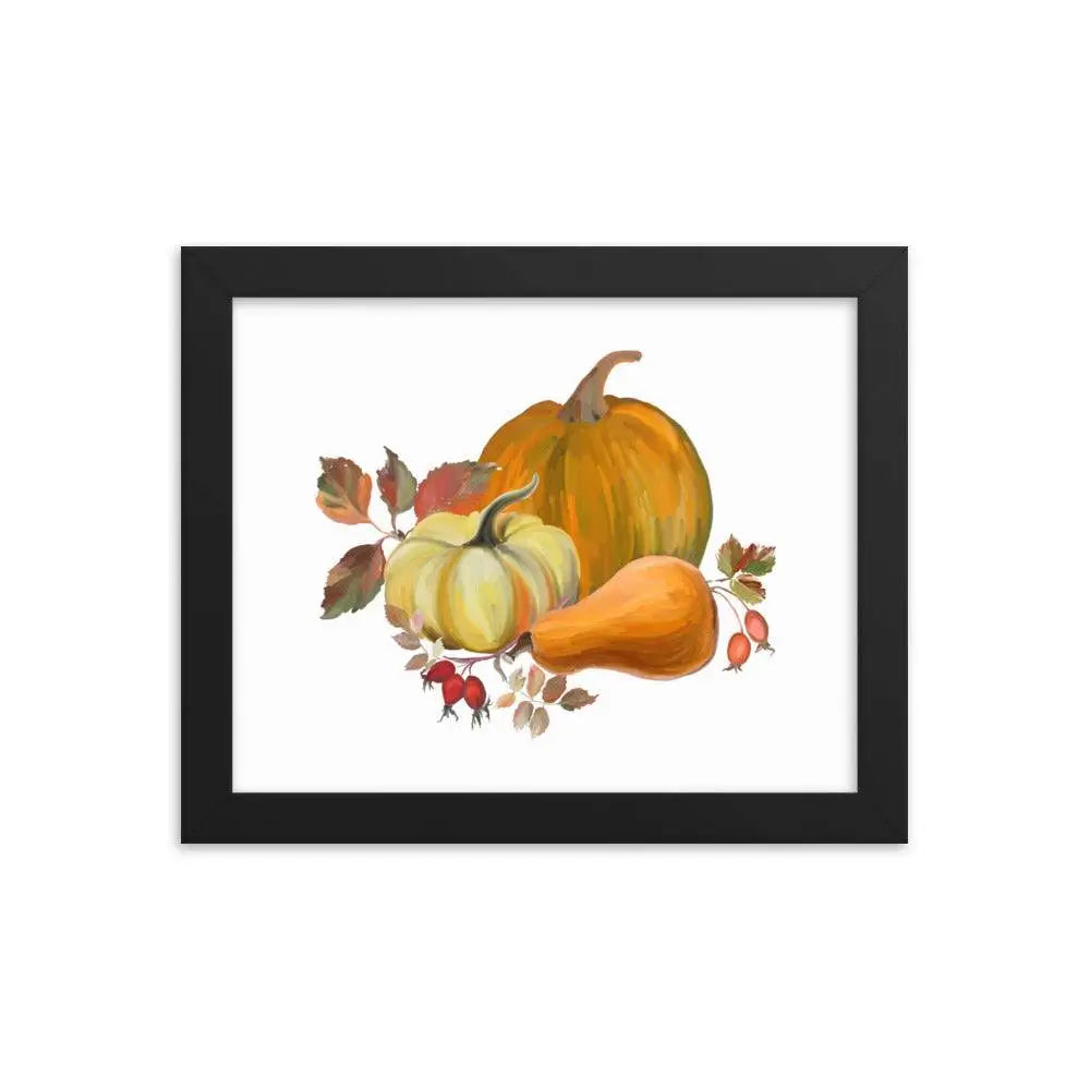 Autumn Harvest Pumpkin Poster - Black / 8″×10″ - Framed