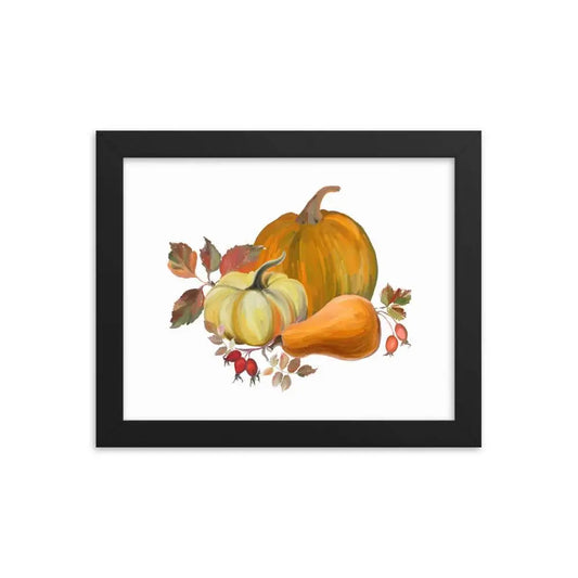Autumn Harvest Pumpkin Poster - Black / 8″×10″ - Framed