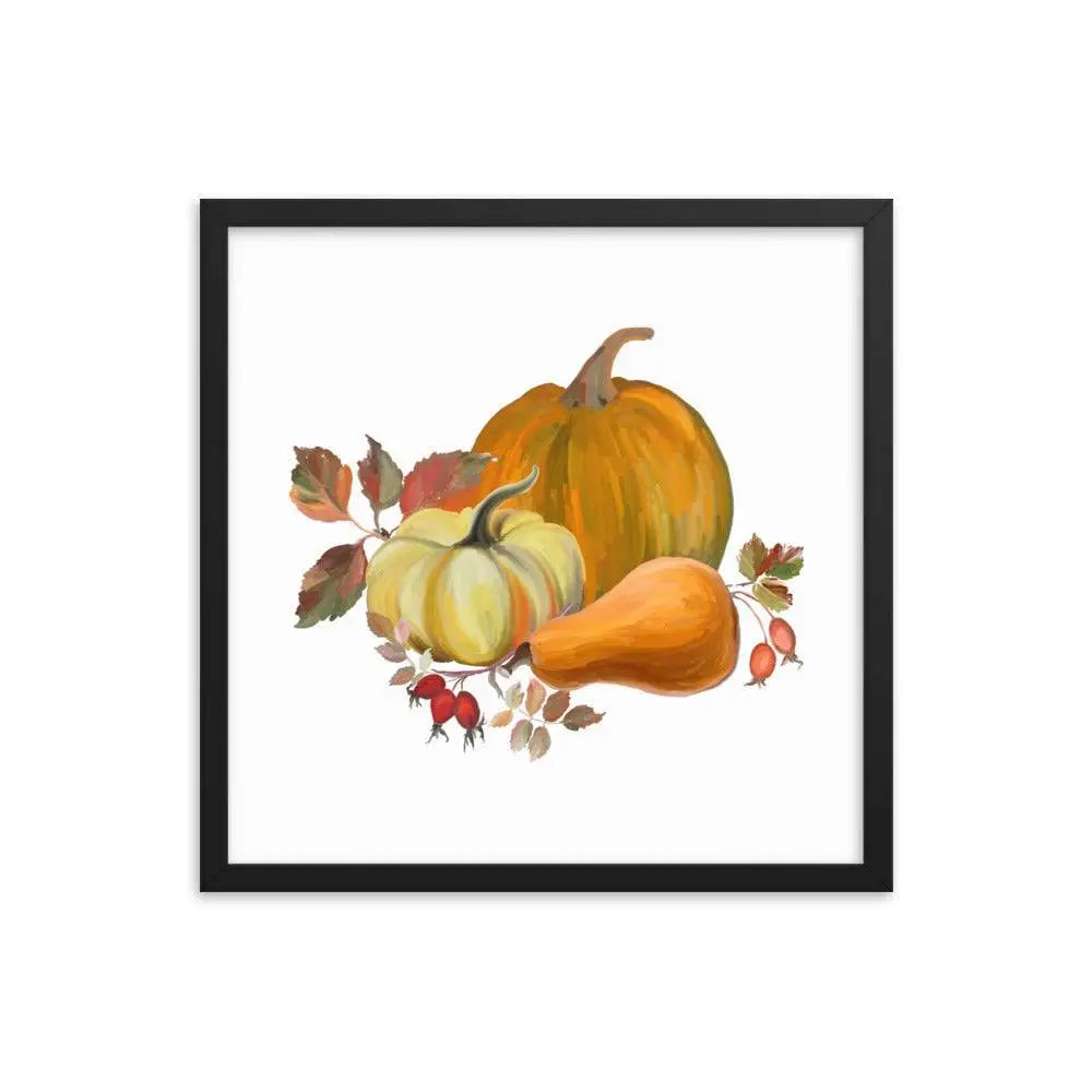 Autumn Harvest Pumpkin Poster - Black / 18″×18″ - Framed