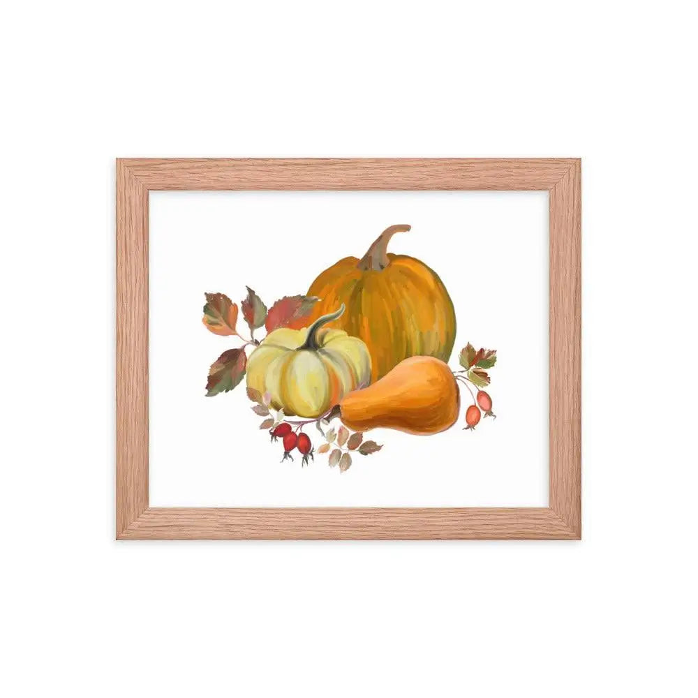 Autumn Harvest Pumpkin Poster - Red Oak / 8″×10″ - Framed