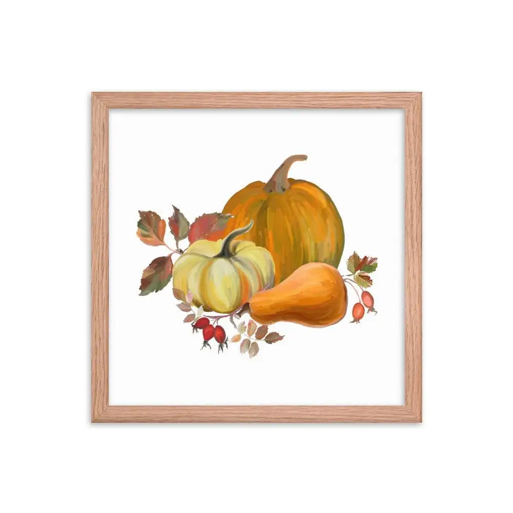 Autumn Harvest Pumpkin Poster - Red Oak / 14″×14″ - Framed