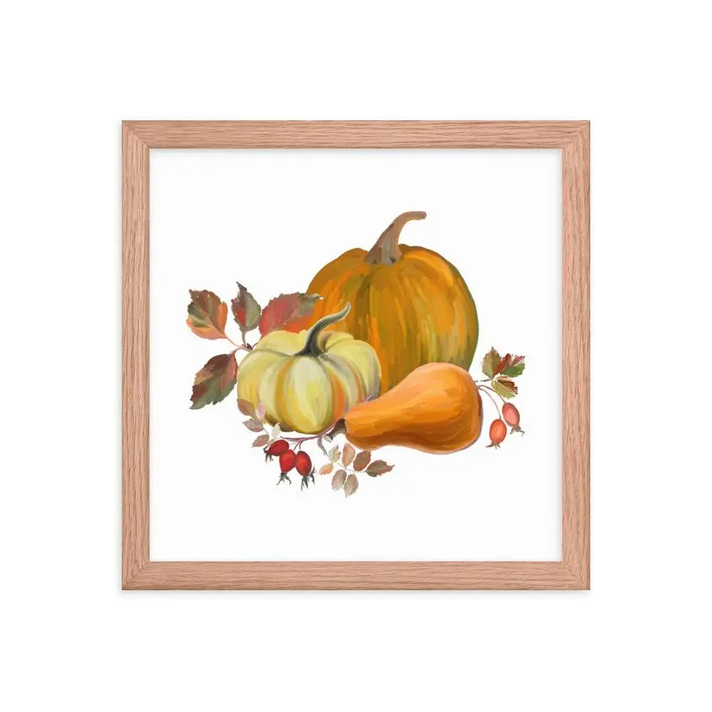 Autumn Harvest Pumpkin Poster - Red Oak / 12″×12″ - Framed