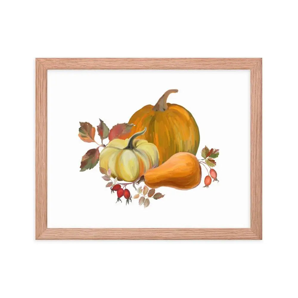 Autumn Harvest Pumpkin Poster - Red Oak / 11″×14″ - Framed
