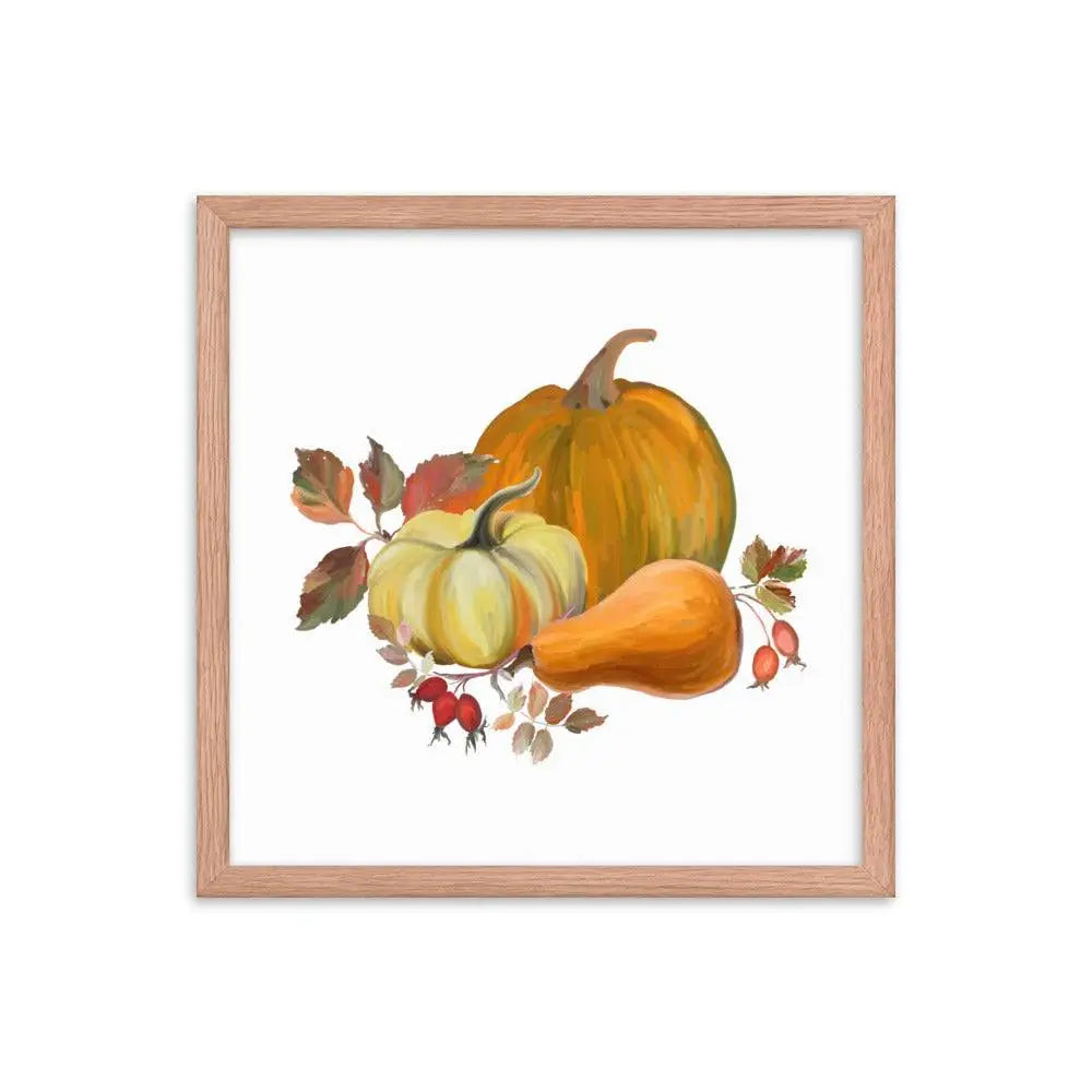 Autumn Harvest Pumpkin Poster - Red Oak / 16″×16″ - Framed