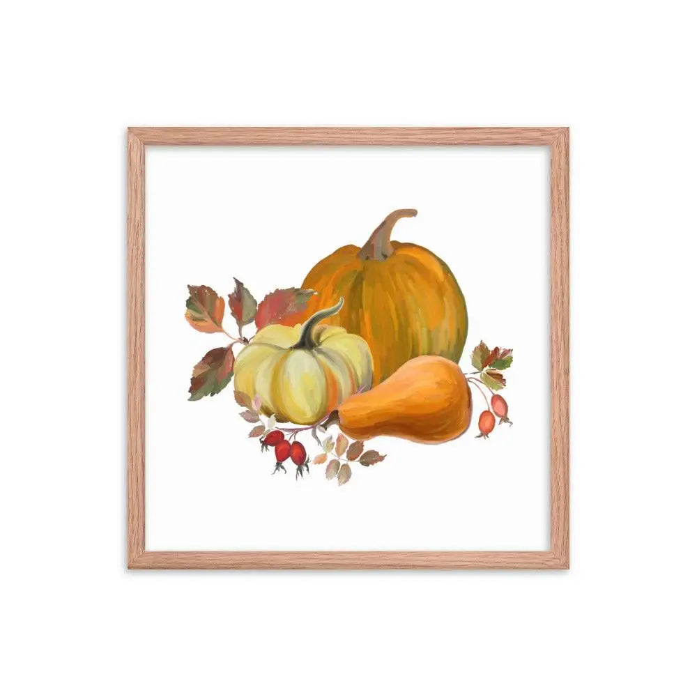 Autumn Harvest Pumpkin Poster - Red Oak / 18″×18″ - Framed