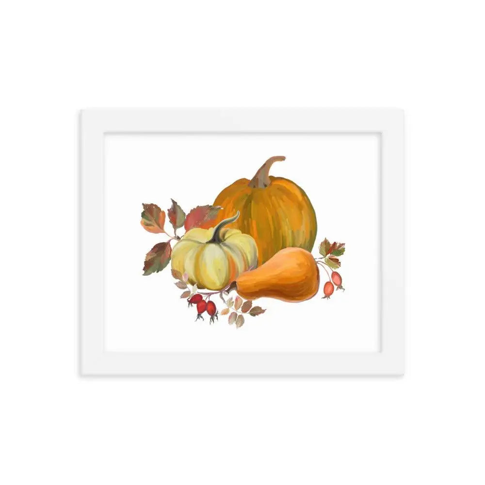 Autumn Harvest Pumpkin Poster - White / 8″×10″ - Framed