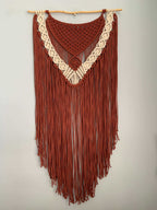 Autumnal Embrace Wall Hanging Rustic Sienna - and Cream - Macrame