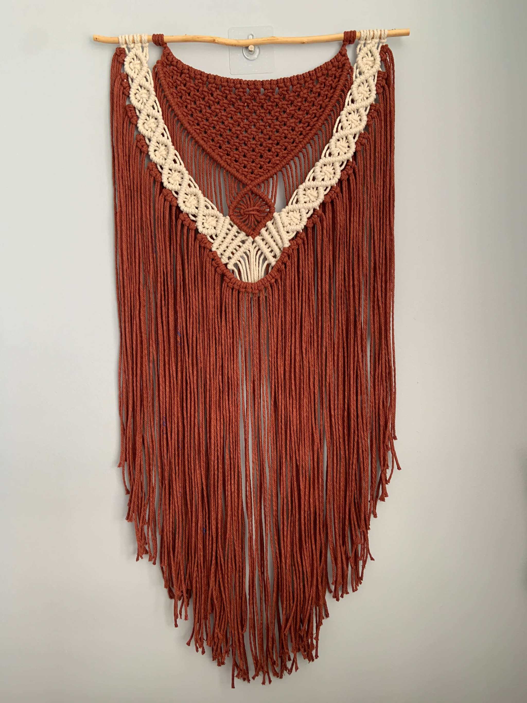 Autumnal Embrace Wall Hanging Rustic Sienna - and Cream - Macrame