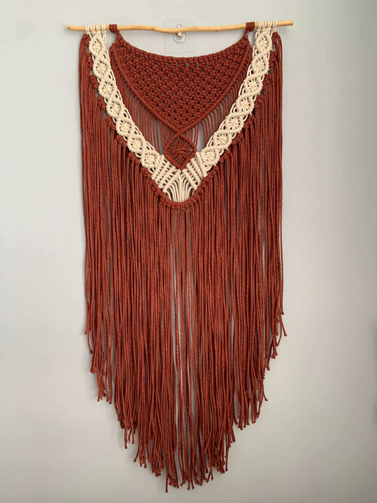 Autumnal Embrace Wall Hanging Rustic Sienna - and Cream - Macrame