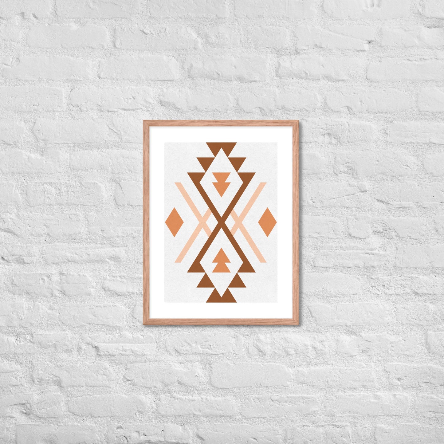 Boho Geometric Wall Art – Tribal-Inspired Framed Poster for Modern & Minimalist Home Décor - Red Oak / 18″×24″