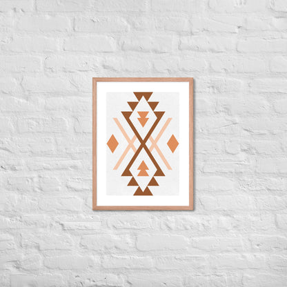 Boho Geometric Wall Art – Tribal-Inspired Framed Poster for Modern & Minimalist Home Décor - Red Oak / 18″×24″