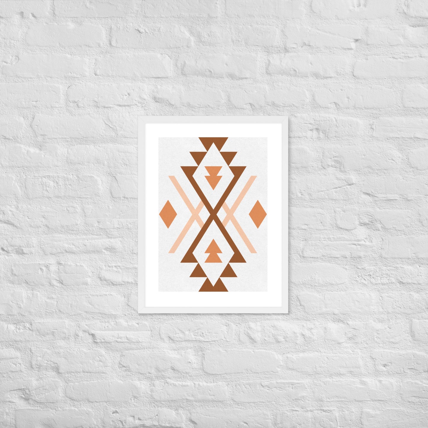 Boho Geometric Wall Art – Tribal-Inspired Framed Poster for Modern & Minimalist Home Décor - White / 18″×24″