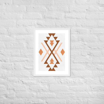 Boho Geometric Wall Art – Tribal-Inspired Framed Poster for Modern & Minimalist Home Décor - White / 18″×24″