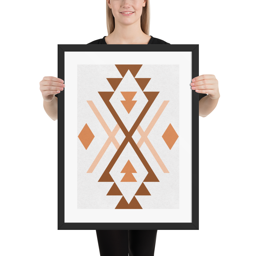 Boho Geometric Wall Art – Tribal-Inspired Framed Poster for Modern & Minimalist Home Décor