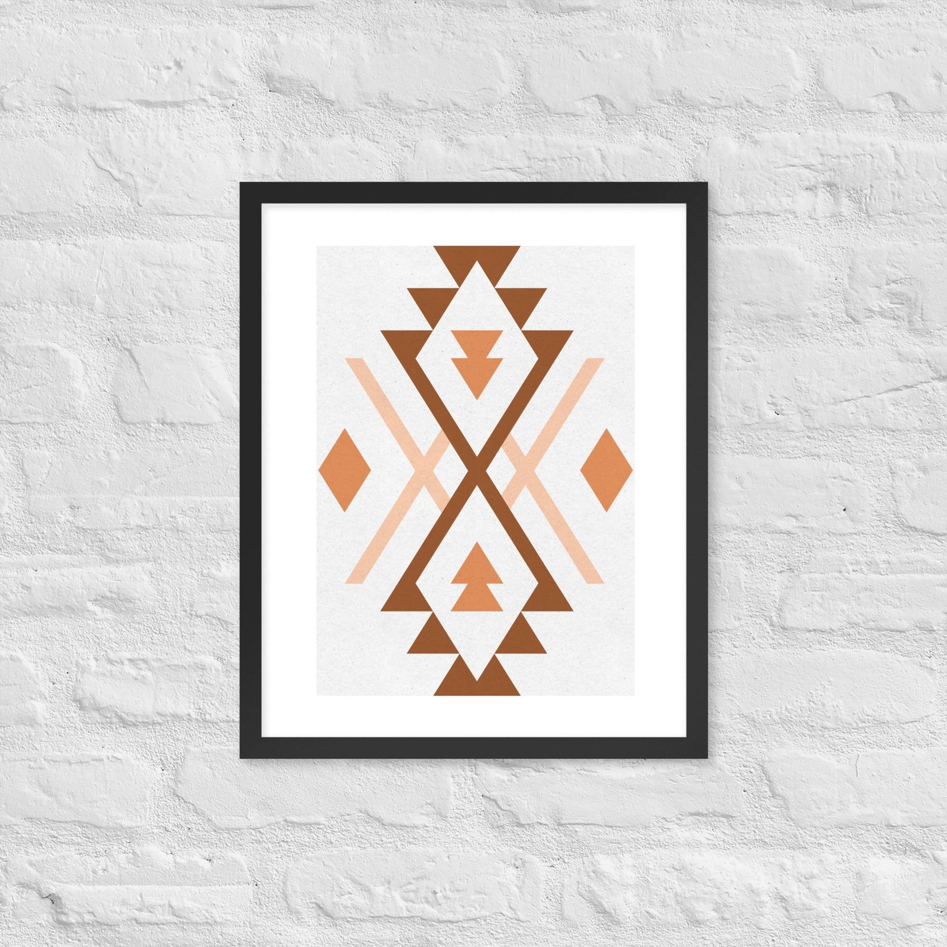 Boho Geometric Wall Art – Tribal-Inspired Framed Poster for Modern & Minimalist Home Décor - Black / 16″×20″
