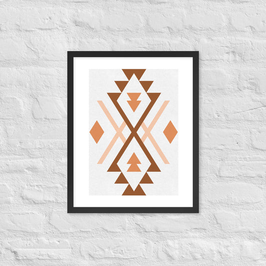 Boho Geometric Wall Art – Tribal-Inspired Framed Poster for Modern & Minimalist Home Décor - Black / 16″×20″