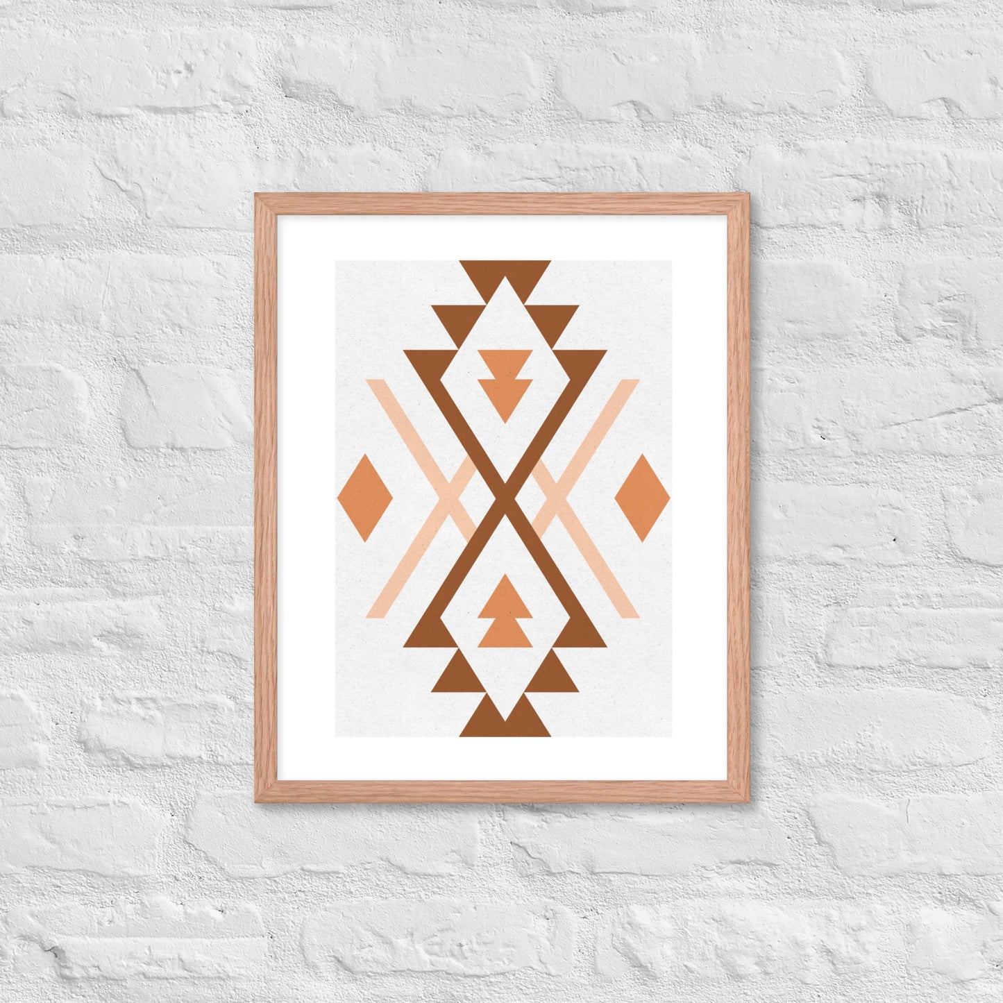 Boho Geometric Wall Art – Tribal-Inspired Framed Poster for Modern & Minimalist Home Décor - Red Oak / 16″×20″