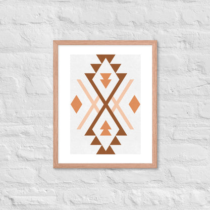 Boho Geometric Wall Art – Tribal-Inspired Framed Poster for Modern & Minimalist Home Décor - Red Oak / 16″×20″