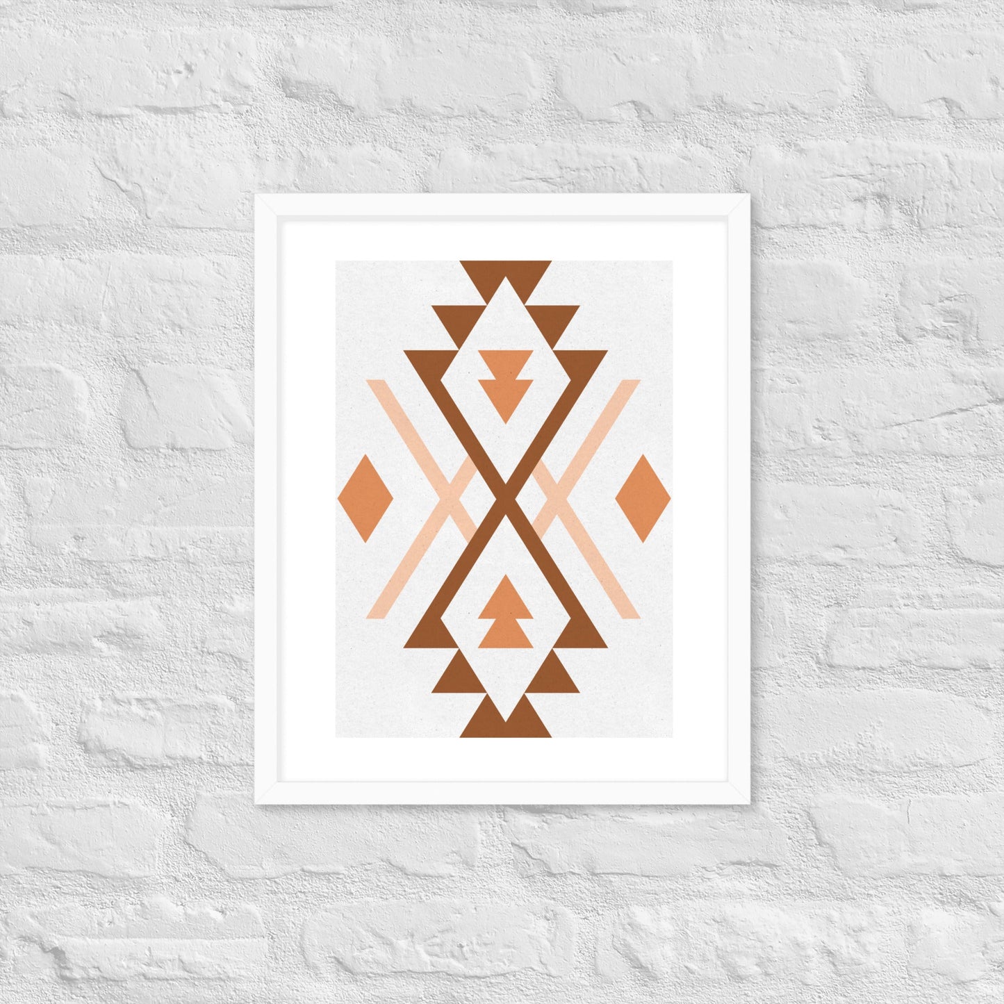 Boho Geometric Wall Art – Tribal-Inspired Framed Poster for Modern & Minimalist Home Décor - White / 16″×20″
