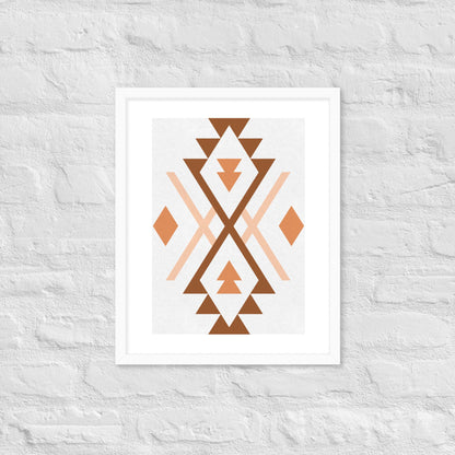 Boho Geometric Wall Art – Tribal-Inspired Framed Poster for Modern & Minimalist Home Décor - White / 16″×20″