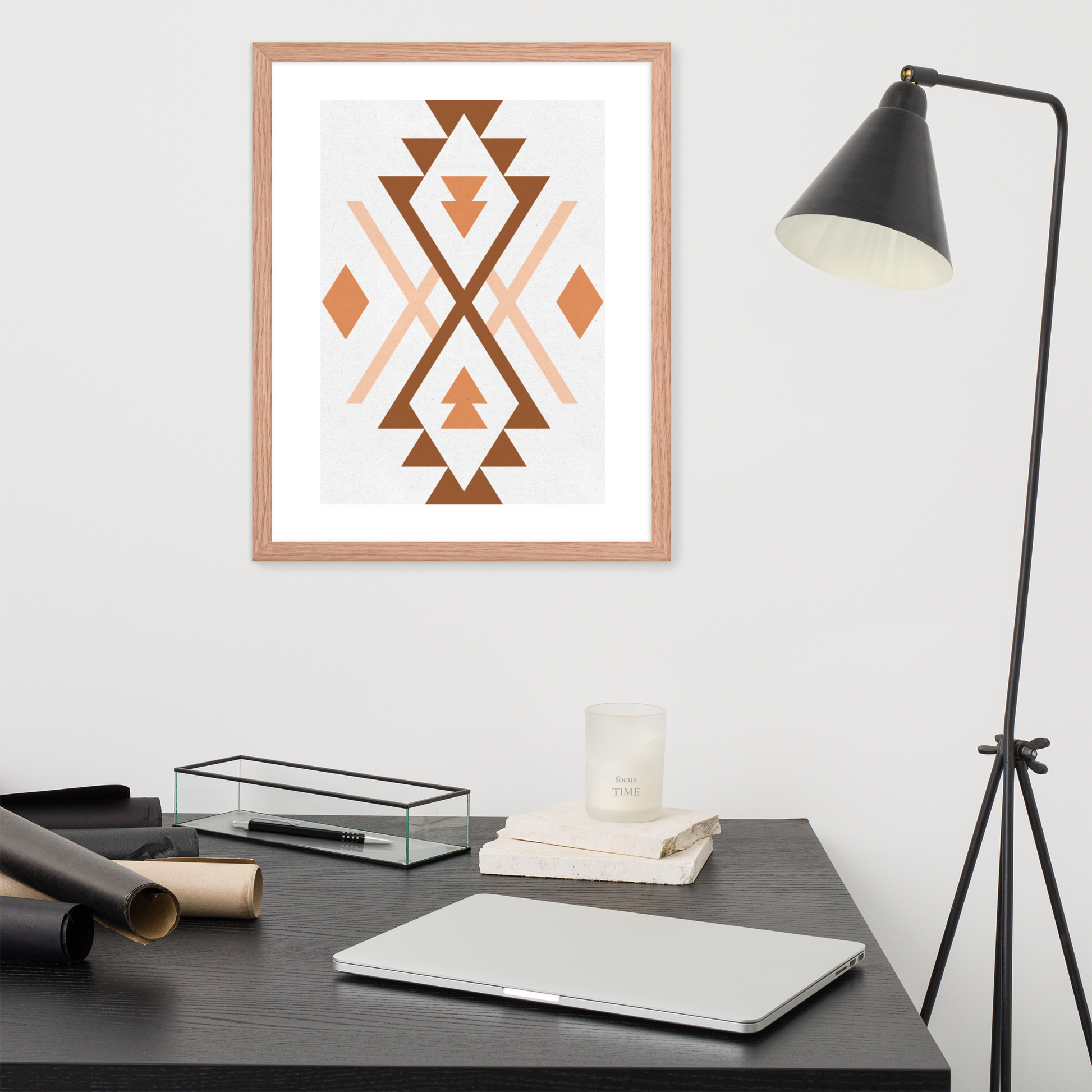 Boho Geometric Wall Art – Tribal-Inspired Framed Poster for Modern & Minimalist Home Décor