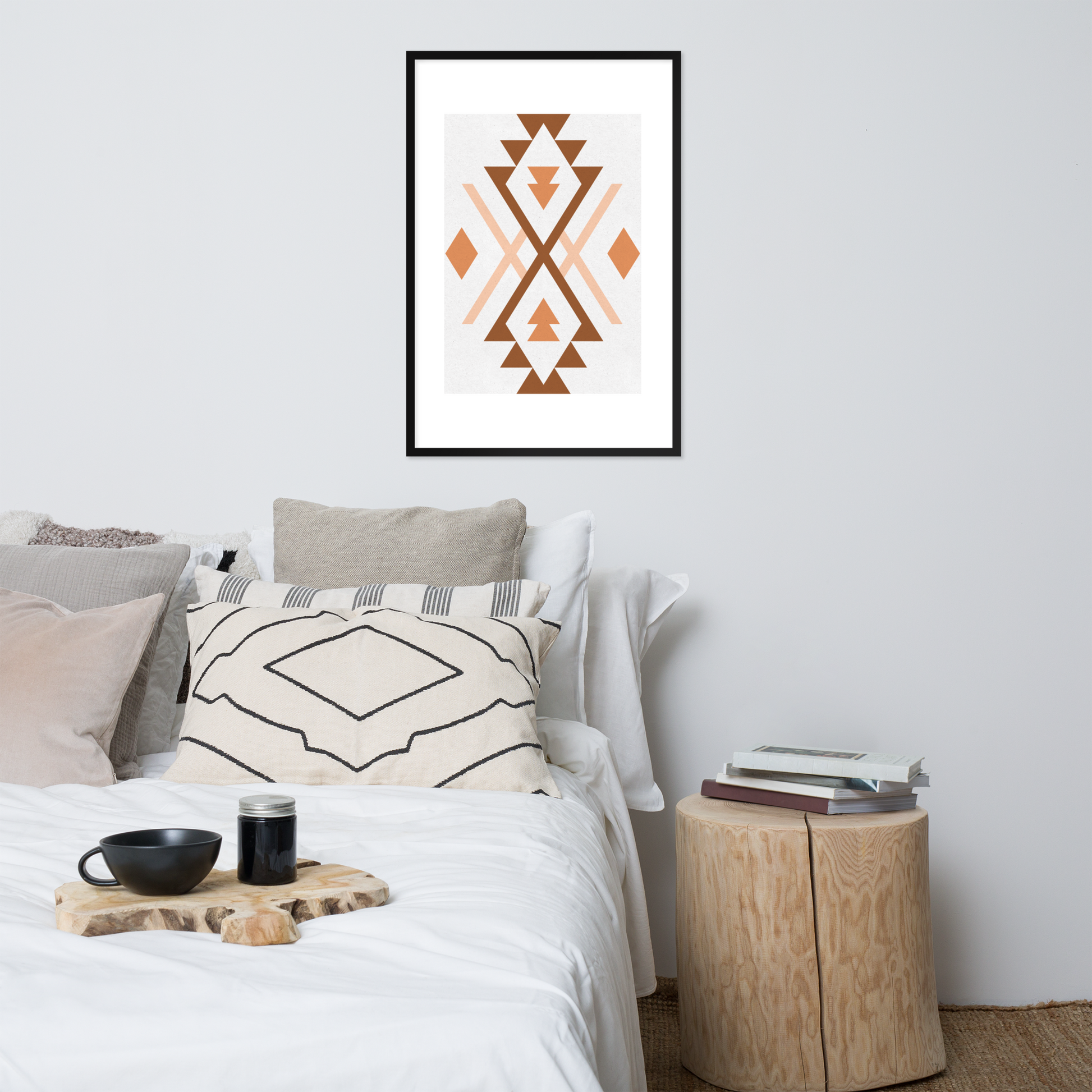 Boho Geometric Wall Art – Tribal-Inspired Framed Poster for Modern & Minimalist Home Décor