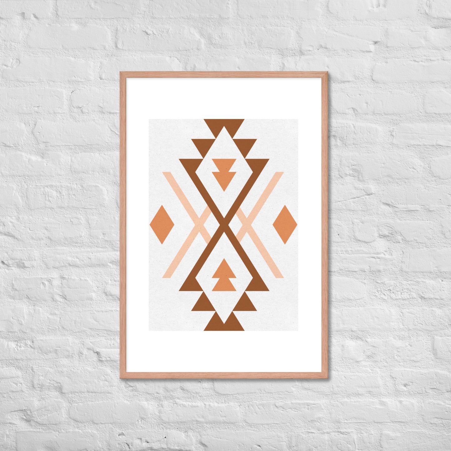 Boho Geometric Wall Art – Tribal-Inspired Framed Poster for Modern & Minimalist Home Décor - Red Oak / 24″×36″