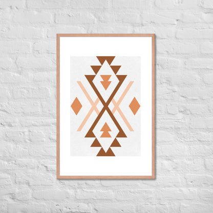 Boho Geometric Wall Art – Tribal-Inspired Framed Poster for Modern & Minimalist Home Décor - Red Oak / 24″×36″