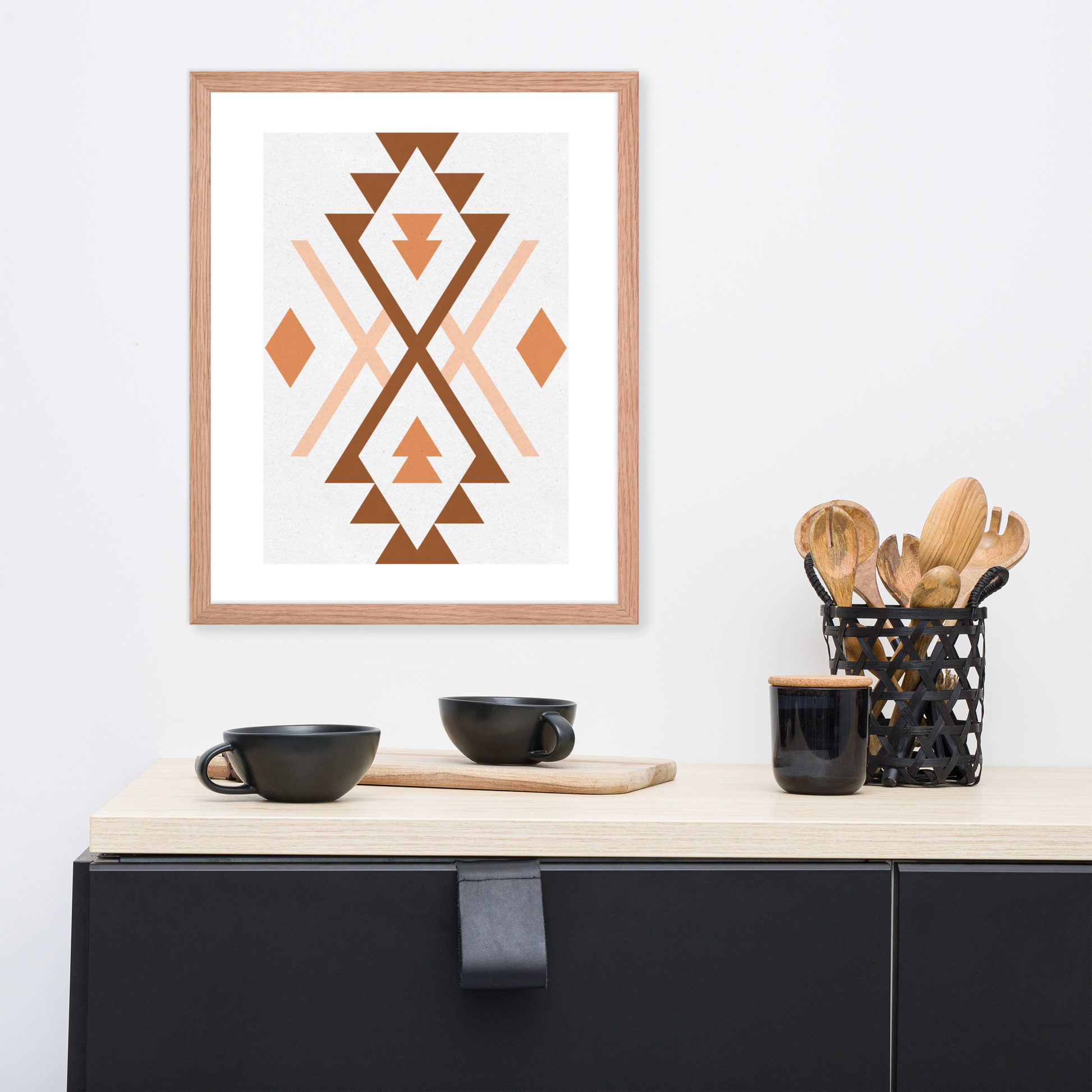 Boho Geometric Wall Art – Tribal-Inspired Framed Poster for Modern & Minimalist Home Décor